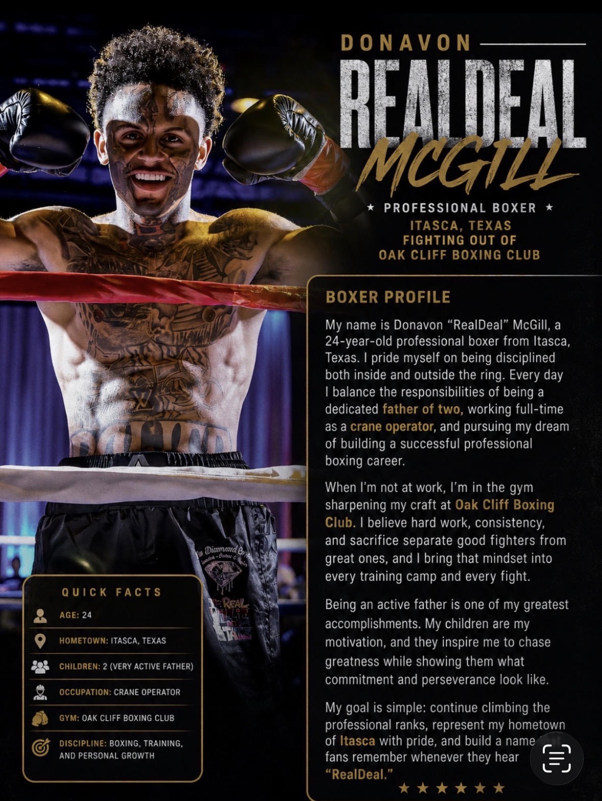 Donavon McGill, boxer on the Knockout Kings card
